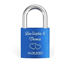 LIEBESSCHLOSS-FACTORY Candado de amor Azul grabado- Caja de regalo y mucho mas. ¡Crea tu propio candado grabado ahora!